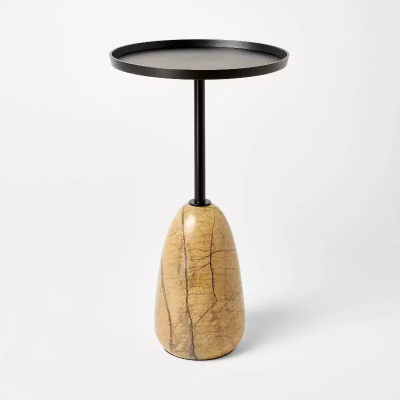 Marble Drink Table with Metal Top