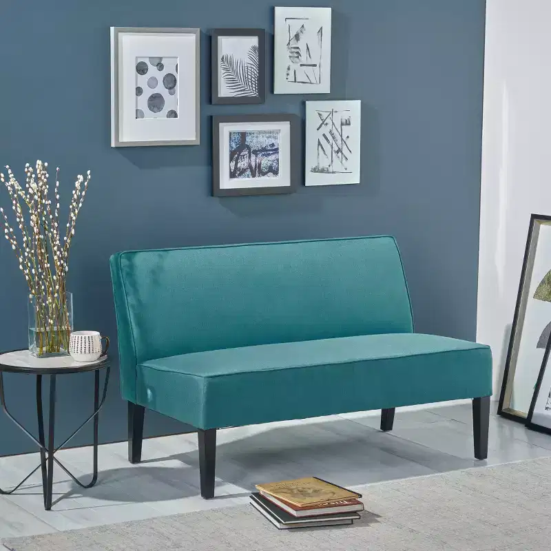 GDFStudio Gravina Contemporary Armless Upholstered Loveseat with Birch Wood Legs