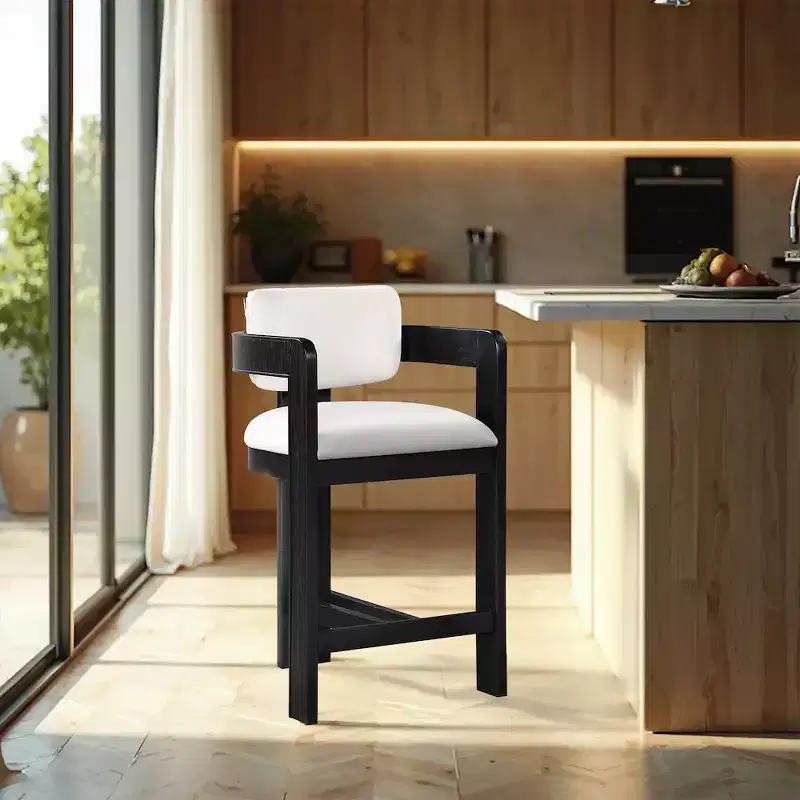 Meridian Furniture,Sacha Cream Velvet Stool