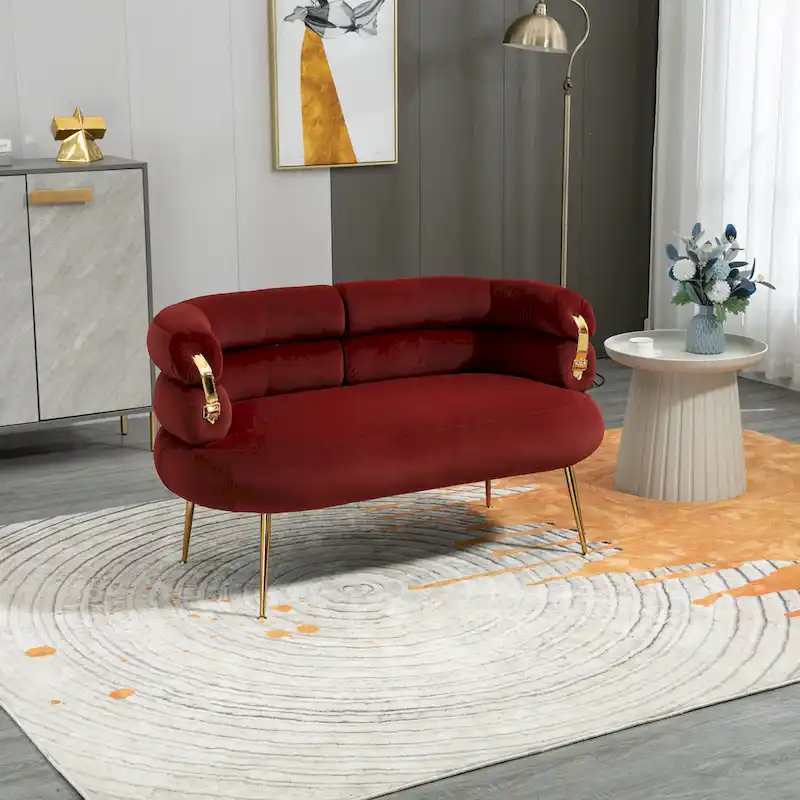 Velvet Upholstered Accent Chair with Metal Legs