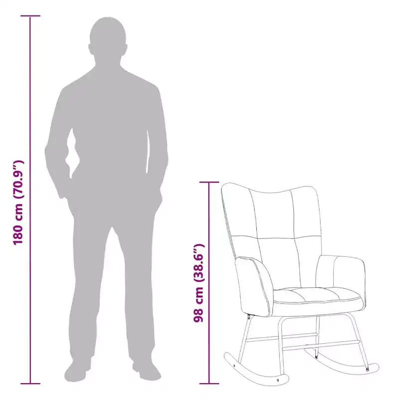 Rocking Chair Accent Side Chair Padded Seat for Living Room Velvet - Dark Gray Without Footrest