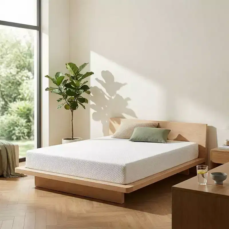 Dyonery 8-10 Inch Mattress Fiberglass-Free, Green Tea Gel Memory Foam Bed with Tencel Cover, Breathable Medium Firm Support for Back