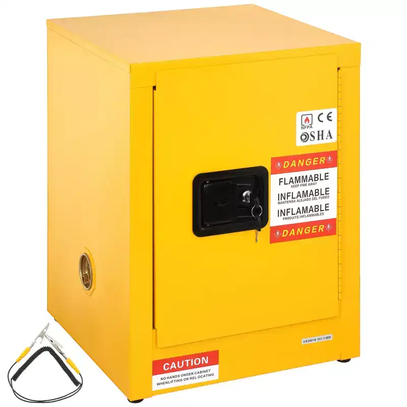 Flammable Safety Cabinet, 12 Gal, Cold-Rolled Steel Flammable Liquid Storage Cabinet, 16.9 x 16.9 x 22 in Explosion Proof, Yellow