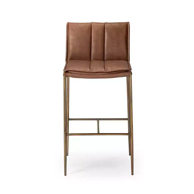 Maven Lane Gerard Metal Bar Stool with Faux Leather 29 Seat