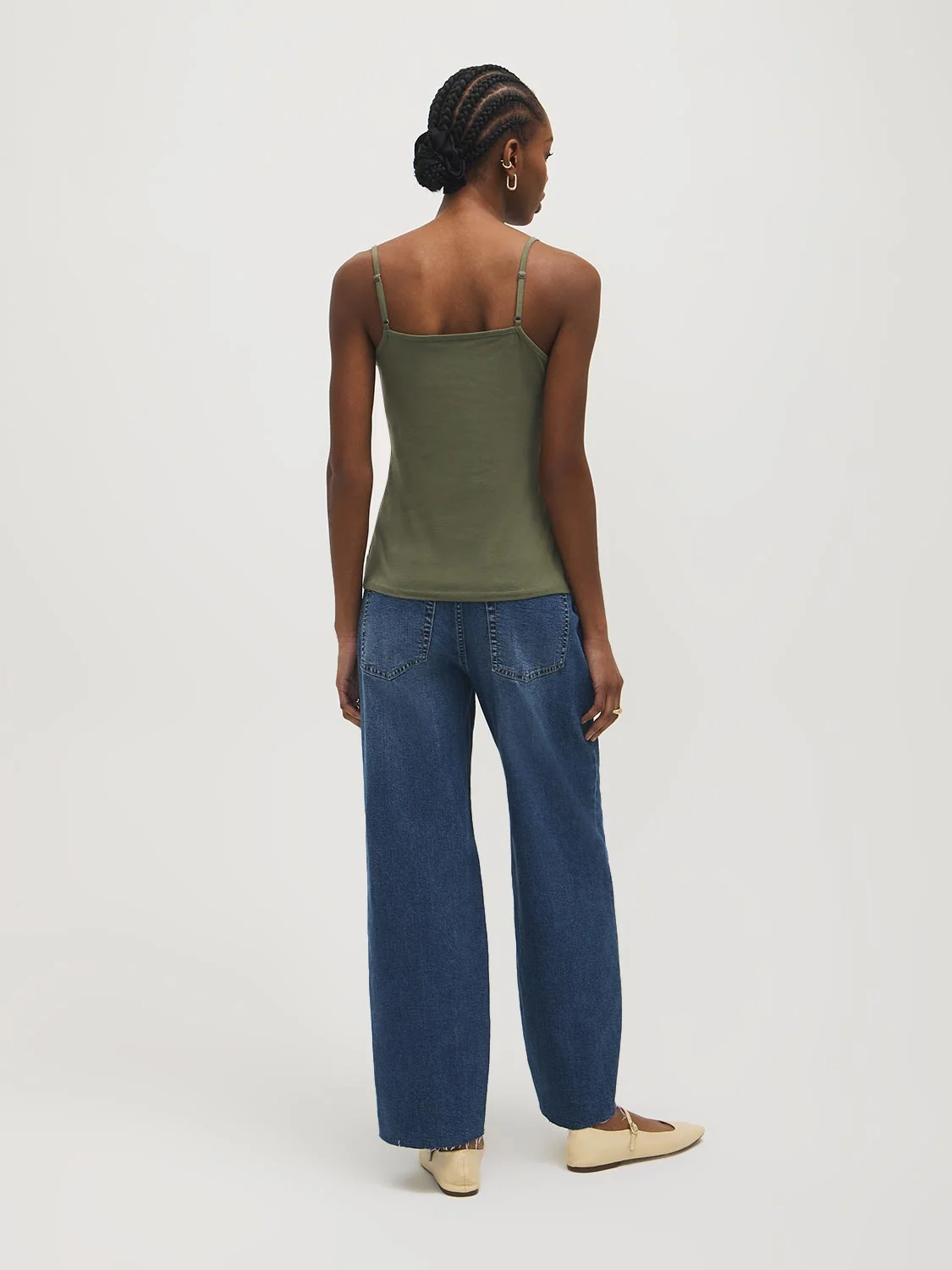 Cotton-Blend Tank Top With Lace Trim