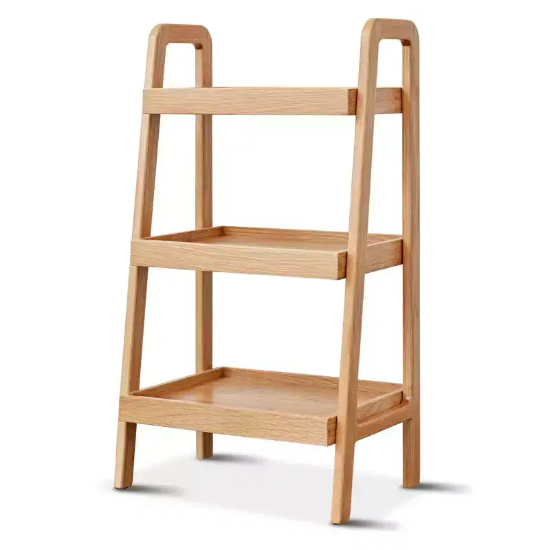 MAYEERTY 3-Tier Ladder Bookshelf, Oak Storage Shelf for Living Room Bedroom Entryway Bathroom