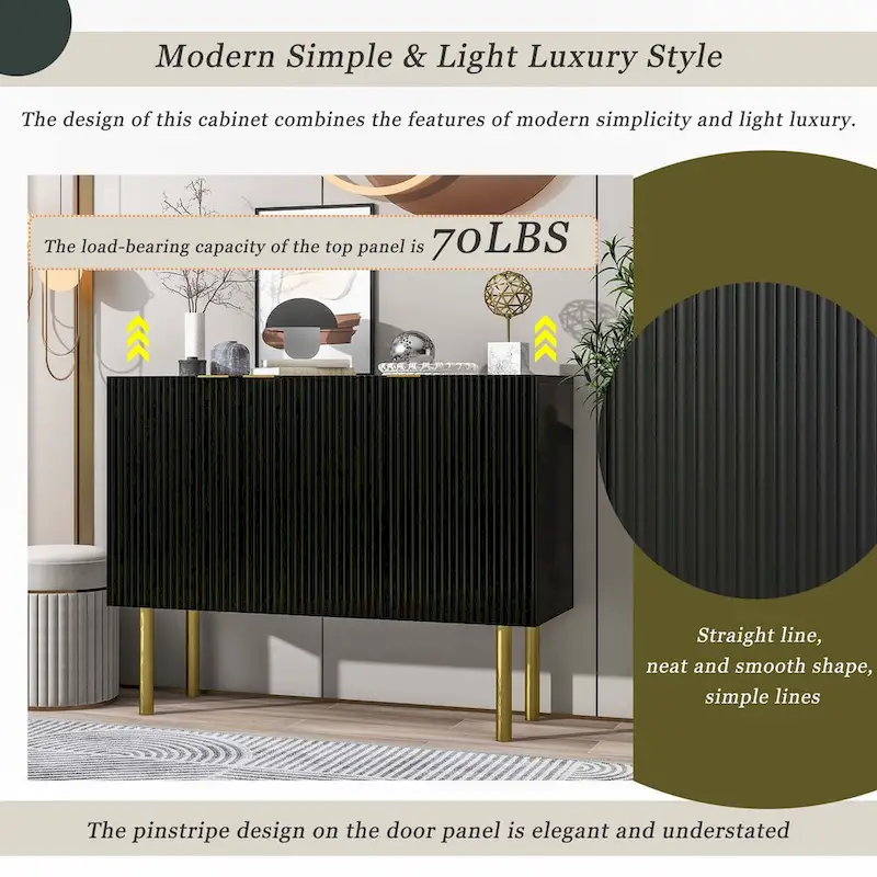 Luxury Style Sideboard with Gold Metal Legs