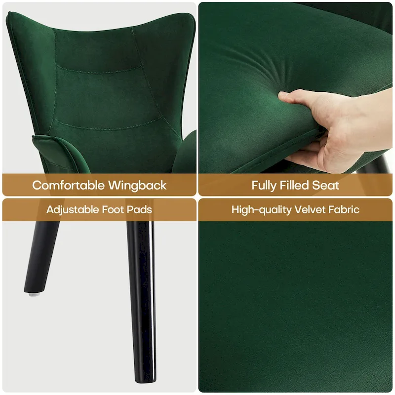 Upholstered Wingback Armchair Leisure Accent Chair, Single - 40.55 H x 28.34 W x 33.1 D