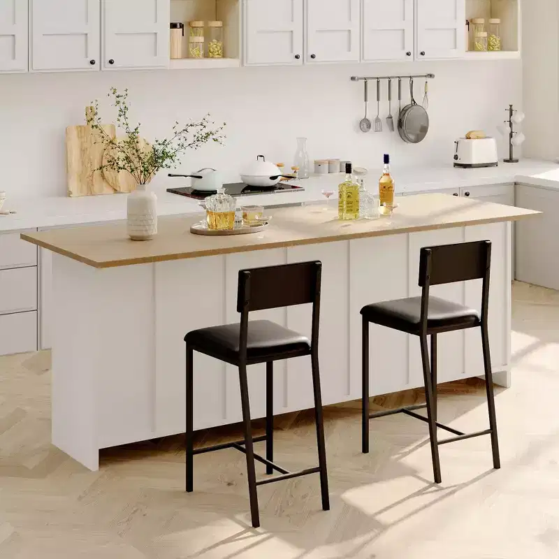 Dining Chairs Set of 4 Upholstered PU Dining Chairs Curved Backrest, Modern Dining Room Chairs Kitchen Chairs with 26IN Metal Legs and Sturdy H-Frame