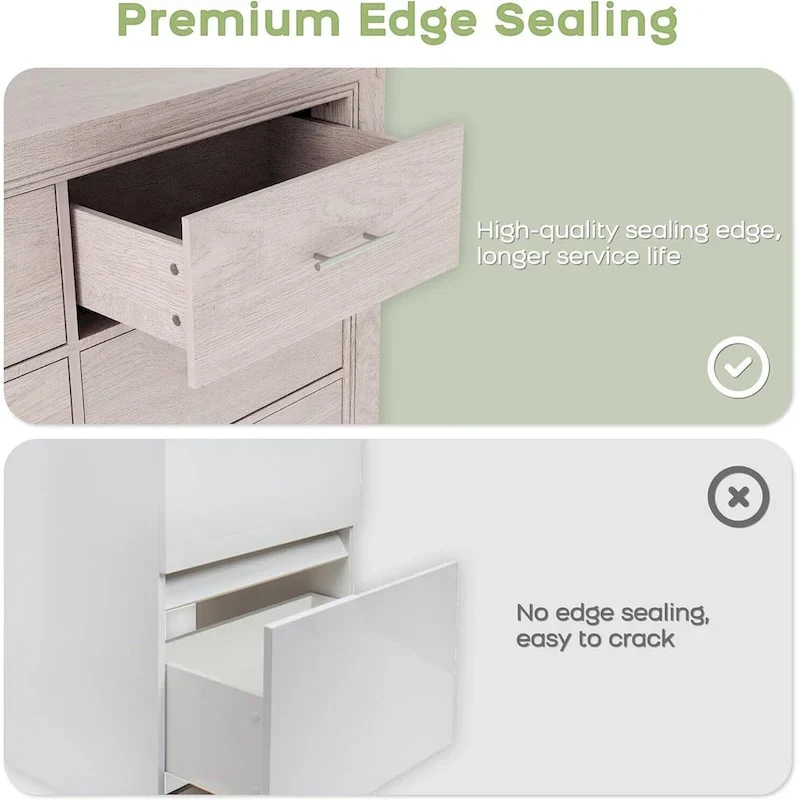 Modern Wood 6 Drawer Dresser