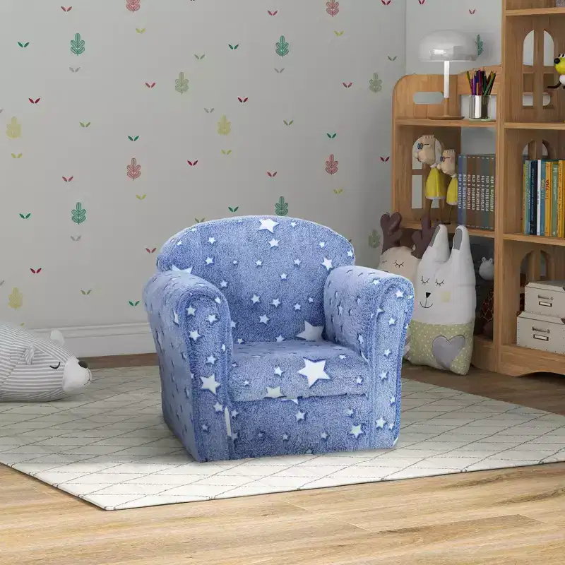Kids Sofa Chair with Glow in the Dark Star Design, Upholstered Toddler Sofa for 18-36 Months