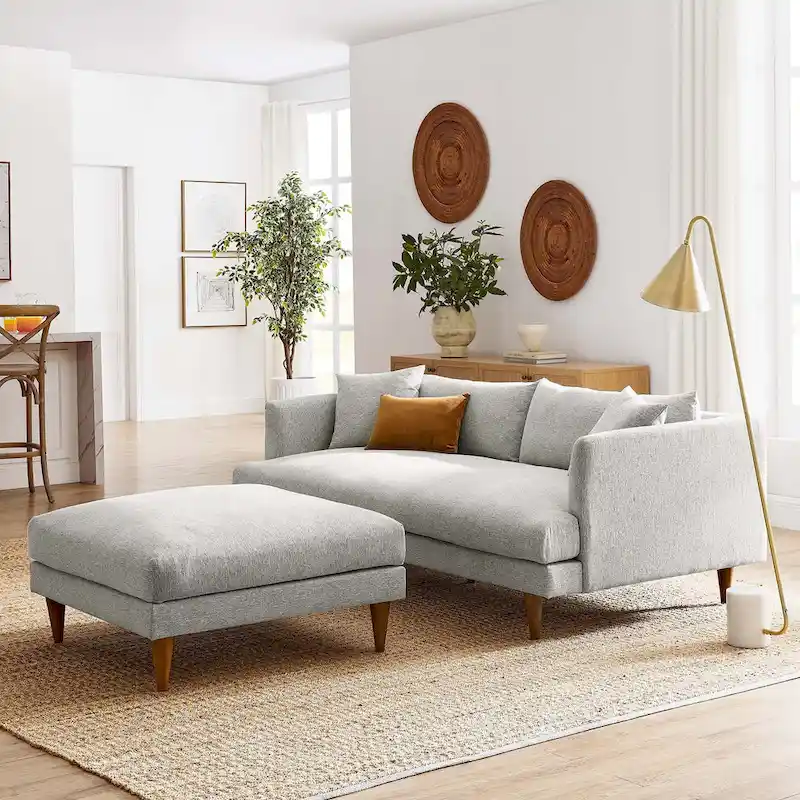 Zoya Down Filled Overstuffed Sofa and Ottoman Set