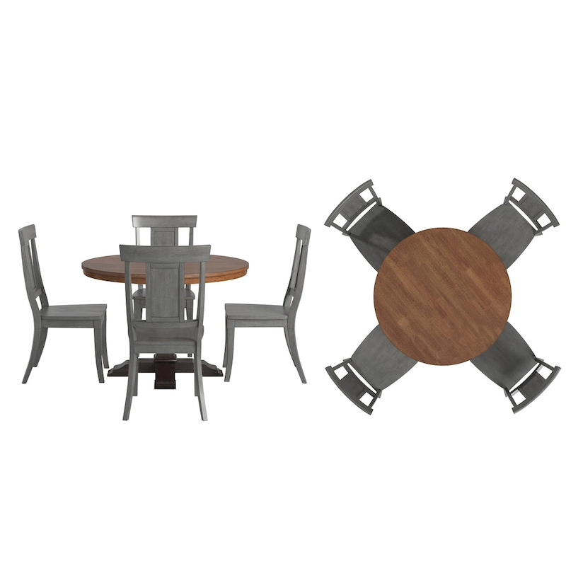 Ronda 45 Round Solid Wood Top Dining Set with Panel Back Chairs