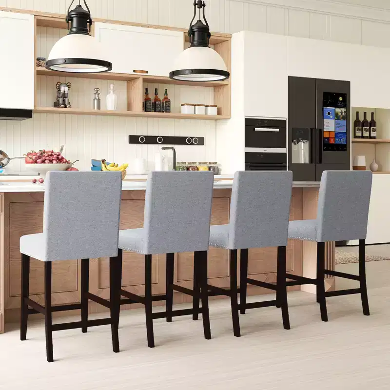 Costway 26 Counter Height Chairs Set of 4 Barstools w/ Padded Seat & Backrest Footrest