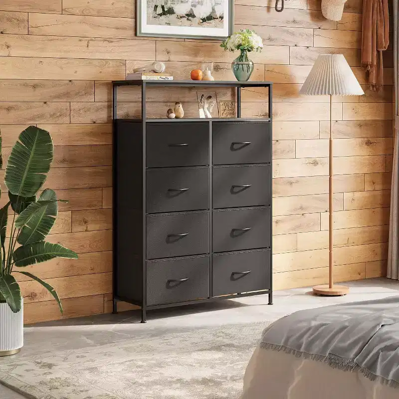 Fabric Dresser 8 Drawers, Tall Storage Chest Tower for Bedroom, Closet, Living Room, Hallway