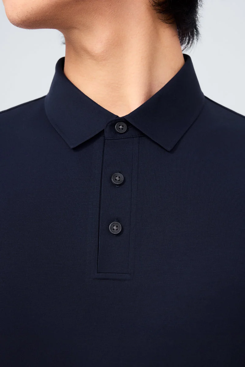 Waffle-Knit Buttonless Polo – Khaki