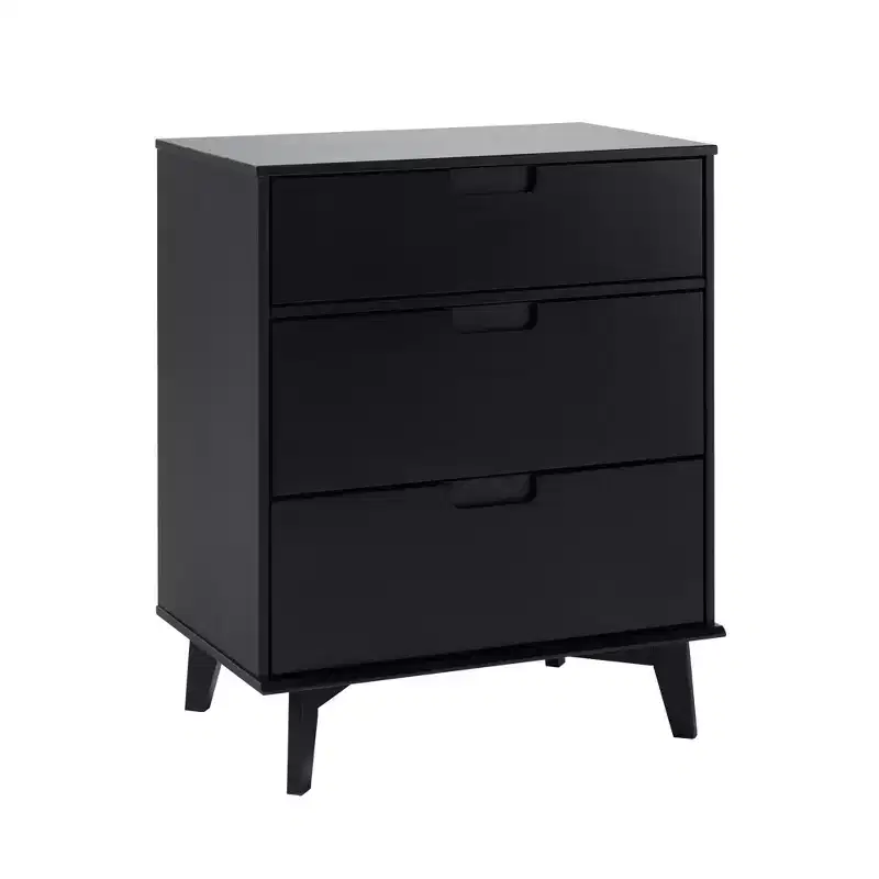 Okak 3-Drawer Solid Wood Dresser Mid-Century Design, Painted Finish, Ample Storage with Wood Runners, Ideal for Modern