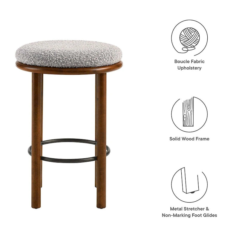 Boucle Fabric Counter Stools - Set of 2