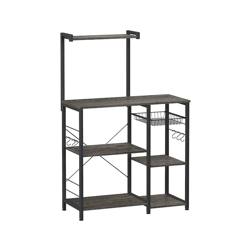 Kitchen Microwave Oven Stand  with Wire Basket and 6 S-Hooks