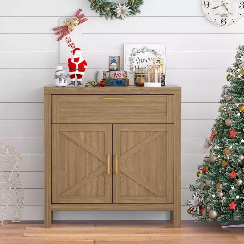 Buffet Cabinet Sideboard with Storage, Farmhouse Buffet Table Console with 2 Doors and Adjustable Shelf for Entryway Living Room