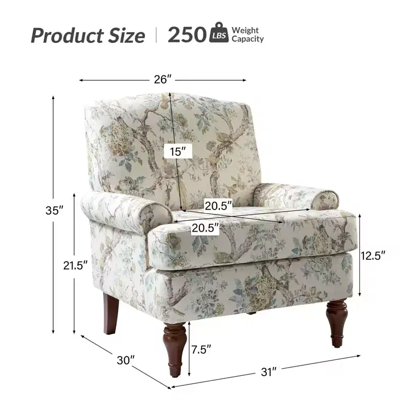 comfy Livingroom Armchair with Solid Wood Legs