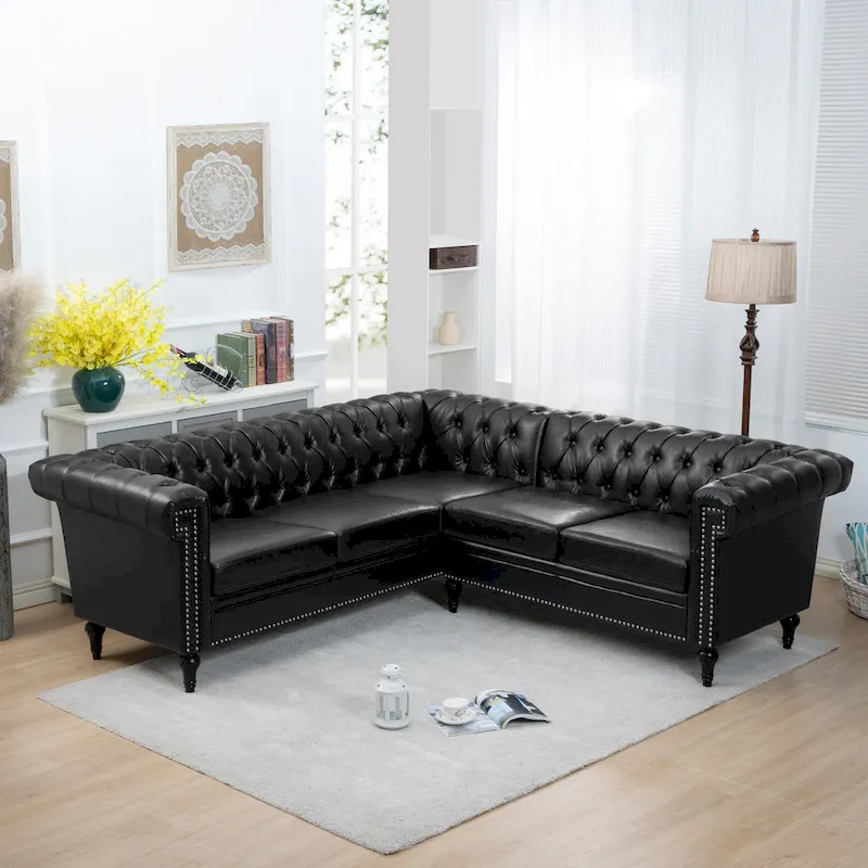 Christopher Knight Home - Clayton Luxurious Sectional Sofa with PU Leather