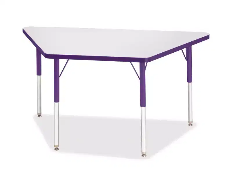 Jonti-Craft Berries Adult-Size Gray Laminate Trapezoid Table (24 x 48) in Purple