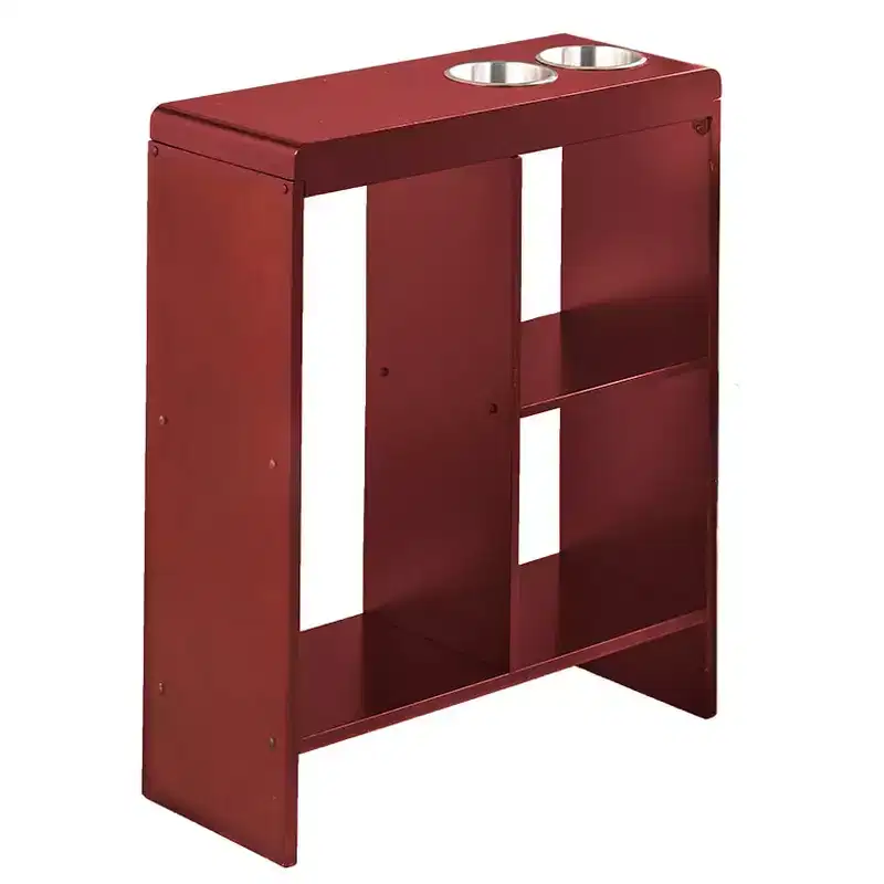 Side End Table with Drink Holders, Storage Shelves & Magazine Holder - Living Room Organizer