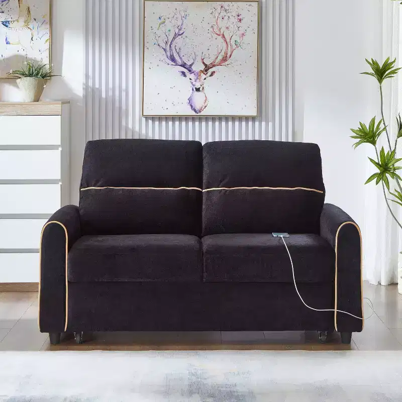 GDFStudio Jason Chenille 58 Pull-Out Sofa Bed with Adjustable Backrest