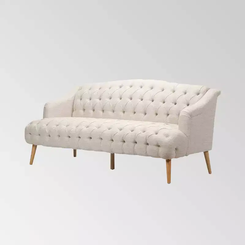 Christopher Knight Home Adelia Contemporary Tufted Sofa Beige: Modern Upholstered, 3-Seater, Wood Frame