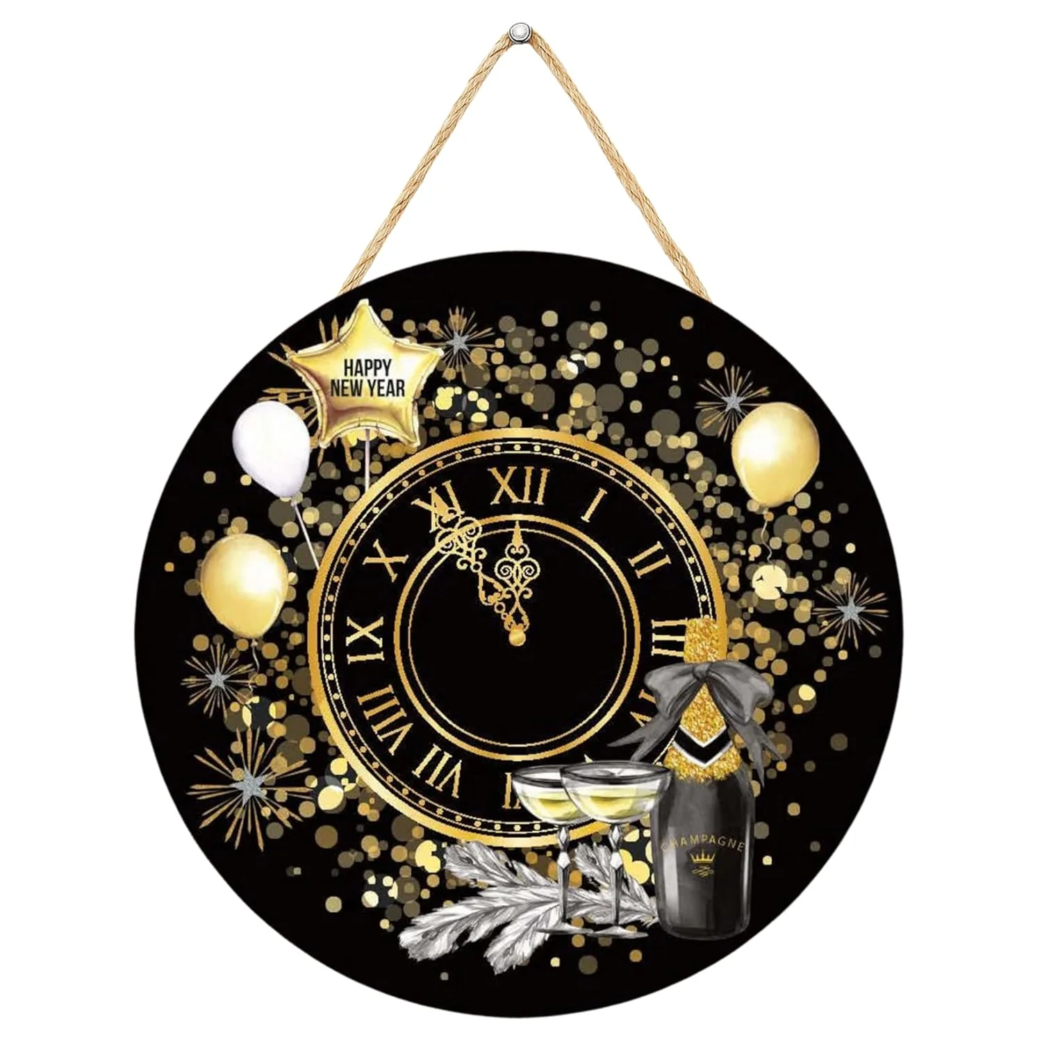 Premium New Year Wooden Wall Hanging for Home and Office Decor, Decorative Holiday Party Ornament,Home Decor Item (10 Inches)