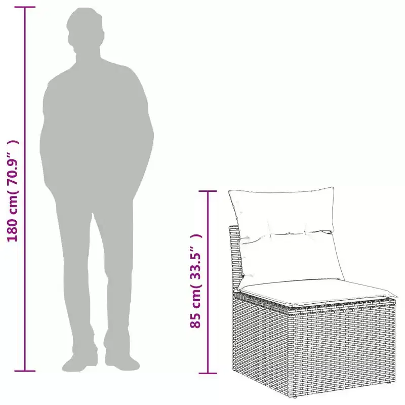 vidaXL Garden Sofa Set Black PE Rattan Large Adjustable Feet
