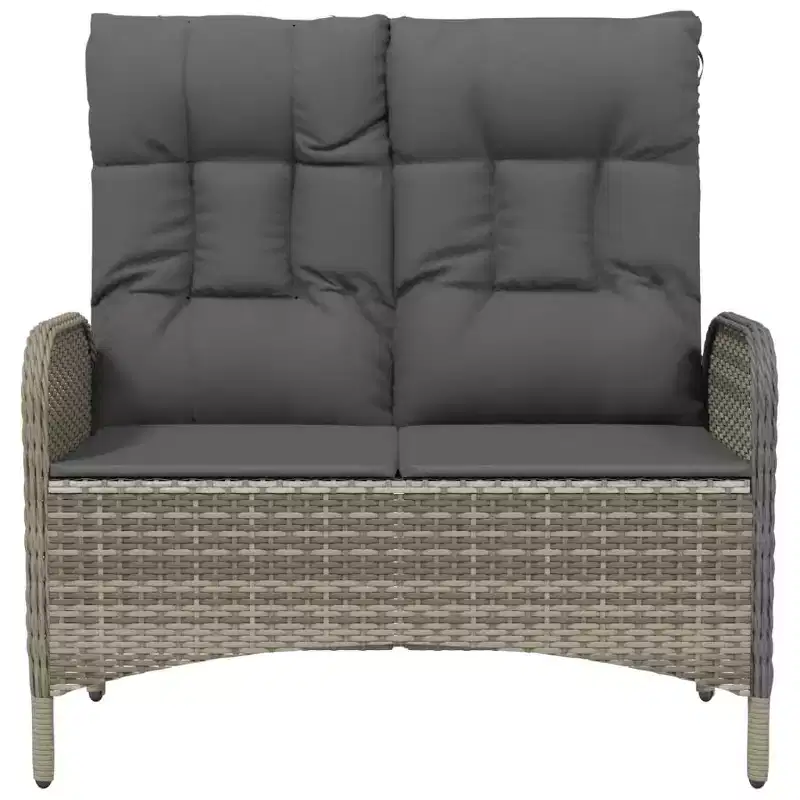 Reclining Garden Bench Grey PE rattan 42.1 in wide