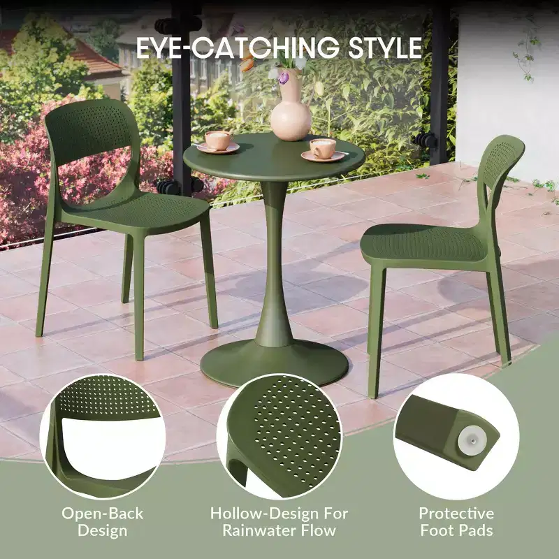 WestinTrends Playa Modern Stackable Plastic Resin Patio Dining Side Chair (Set of 2)