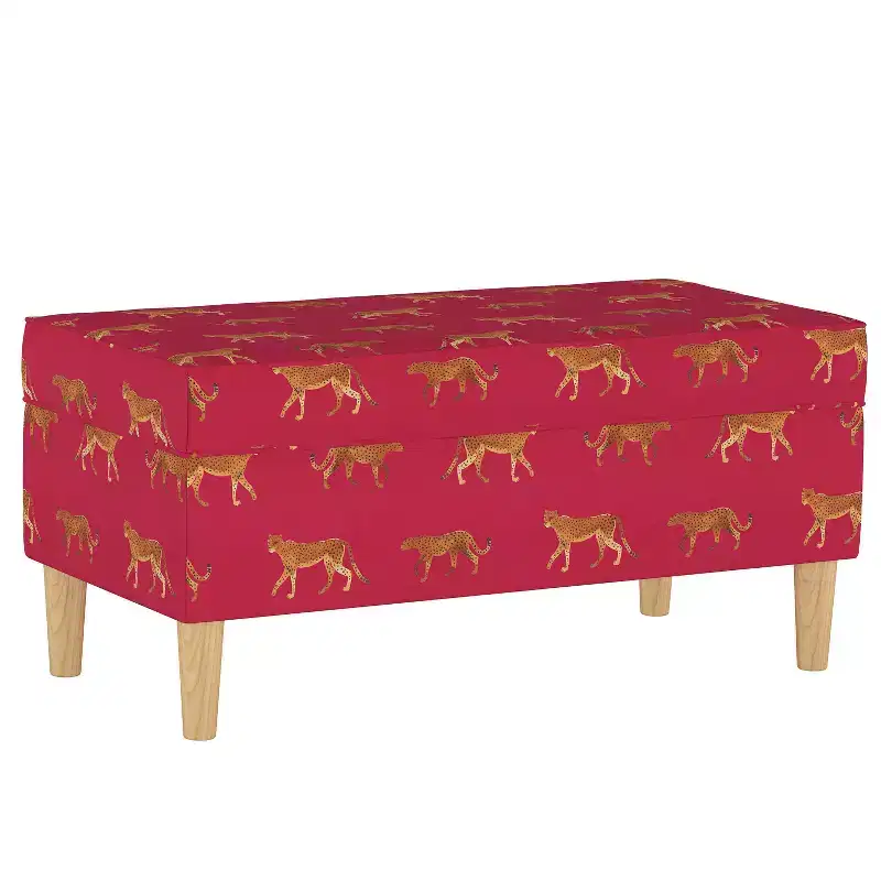 Skyline Furniture Storage Bench Cheetah Walk Raspberry