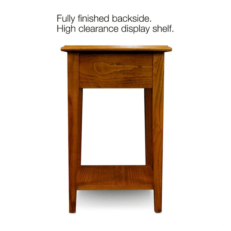 Medium Oak / Slate Black / White One-Drawer Square Side Table with Bottom Shelf