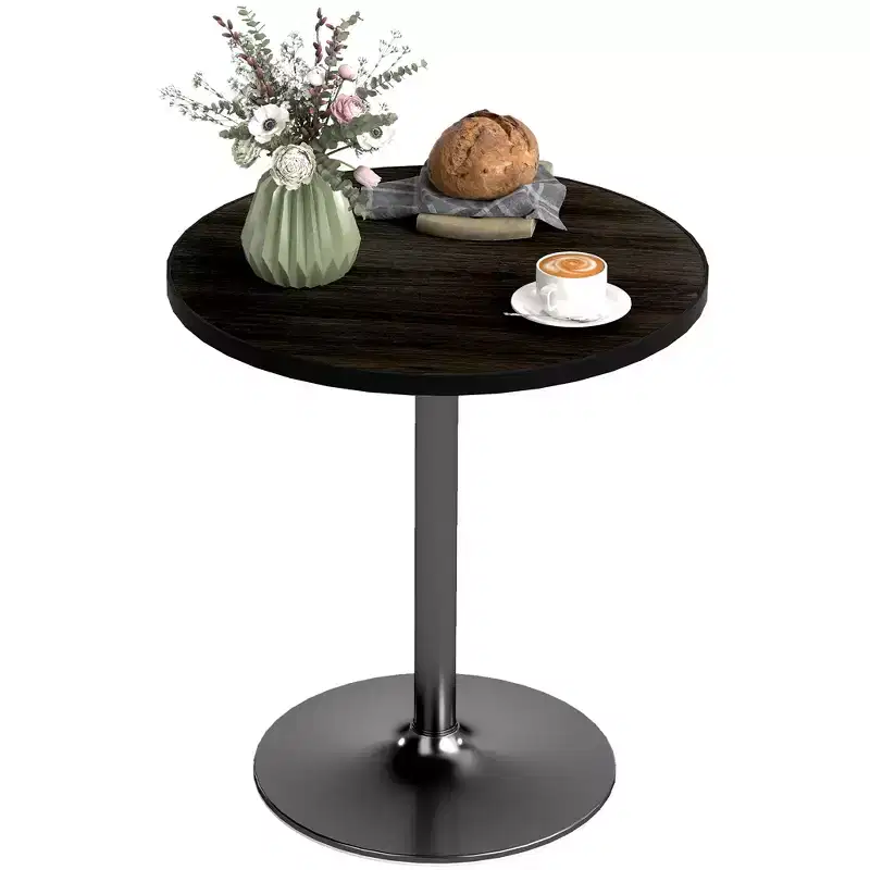 Round Dining Table for 2-4 People, Small Kitchen Table with Wood Grain Top