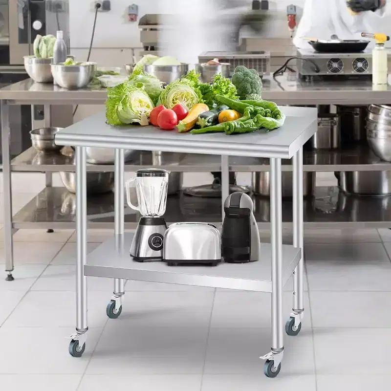 Stainless Steel Table with Wheels, 60x24
