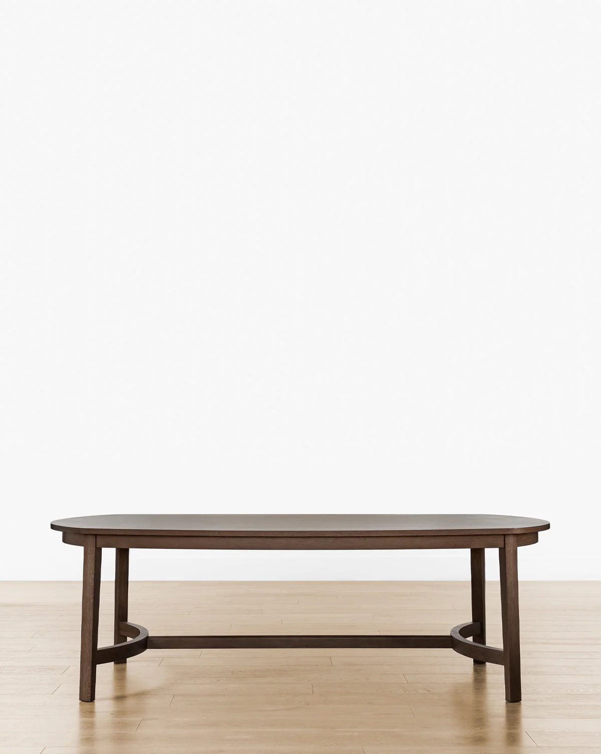 Modern Walnut Oak Dining Table with Curved Base Supports for Dining Room