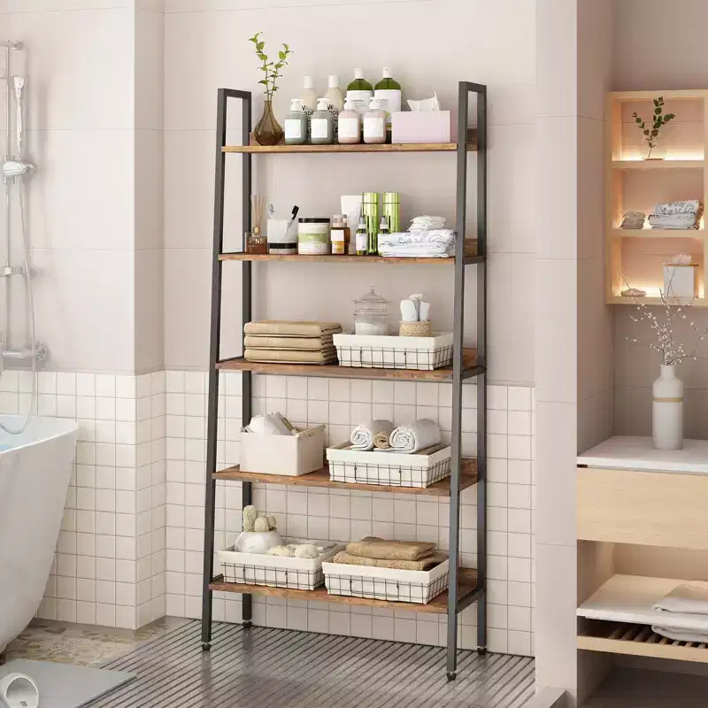 Bookshelf Bookcase,5 Tier Wooden Bookshelf with Doors Cabinet,Bookcase with Adjustable Shelves,Farmhouse Bookshelves Library Book Storage
