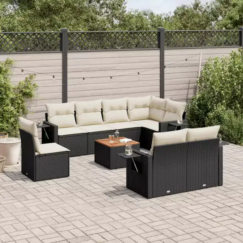 vidaXL Modular Garden Sofa Set with Cushions Poly Rattan