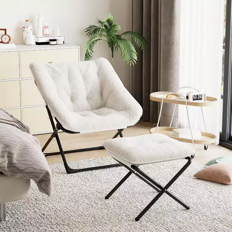 Lazy Sofa Chair with Plush Rabbit Fur Upholstery, Ultra-Comfortable and Cozy Lounge Chair for Living Room, Indoor Relaxing Seat with Soft, for Home