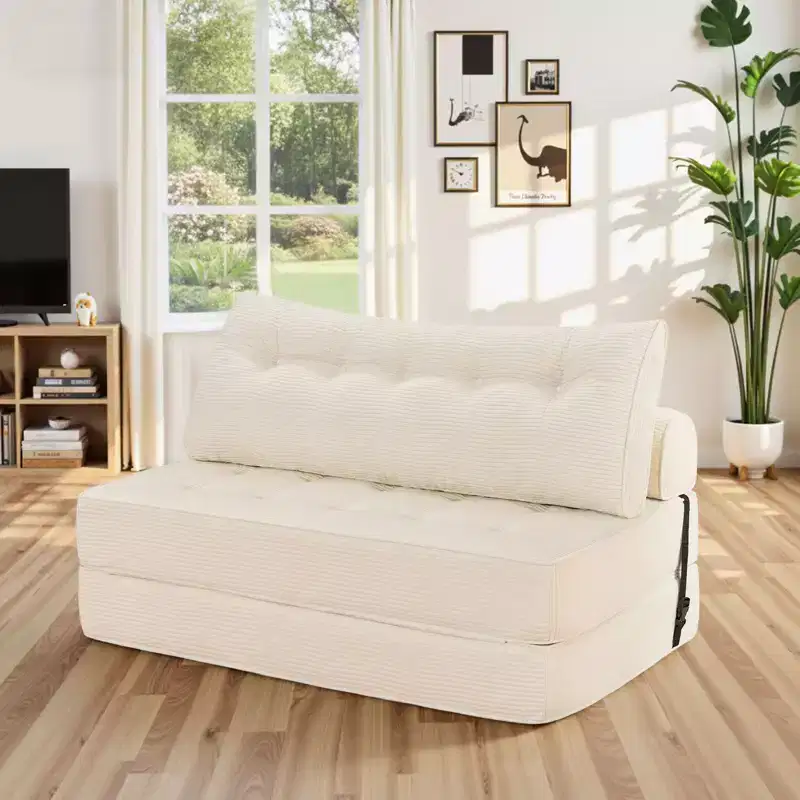 WARMOUNTS Foldable Sofa Bed with Adjustable Backrest, Convertible Full Size Sleeper Sofa for Living Room & Office