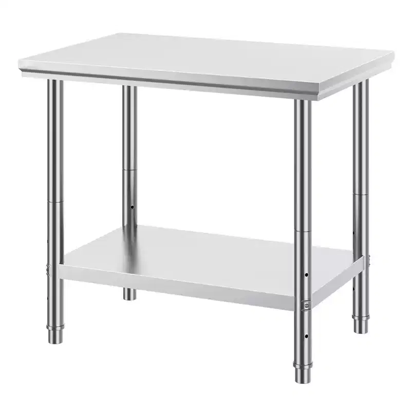Stainless Steel Prep Table, 35 x 24 x 31 Inch, 700 lbs Load Capacity Heavy Duty Metal Worktable with Adjustable Height