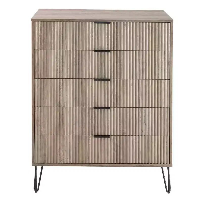 5-Drawer Dresser with Anti-Tip Hardware Rustic Gray or White