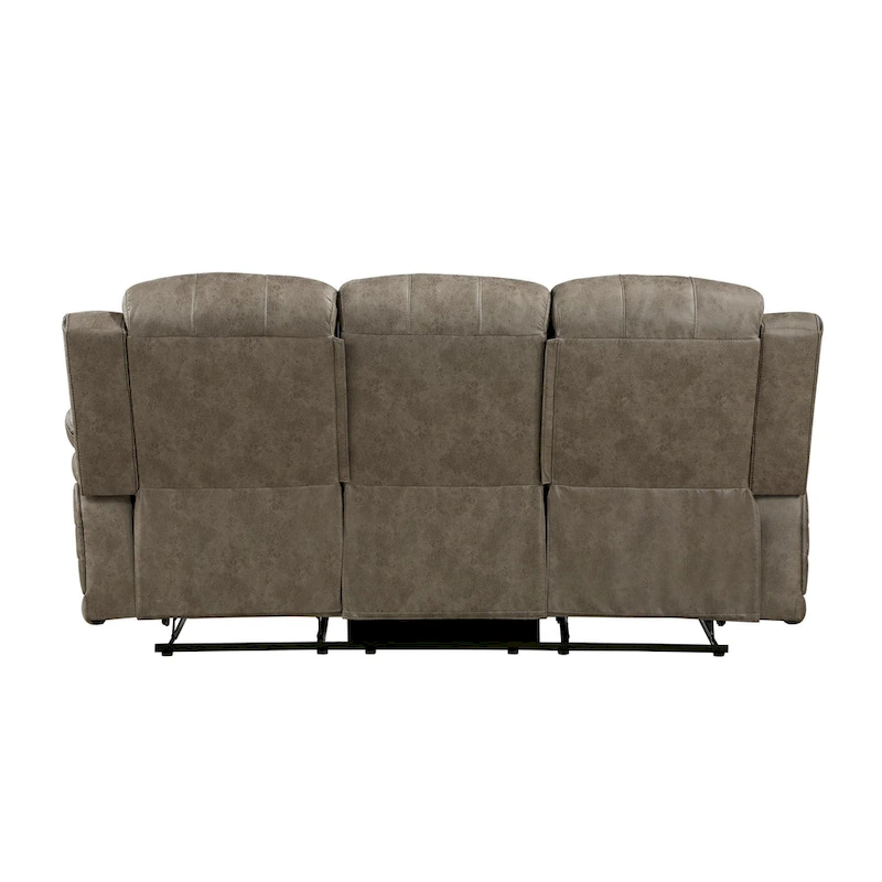 Bento 84 Inch Double Manual Recliner Sofa, Sandy Brown Polished Microfiber