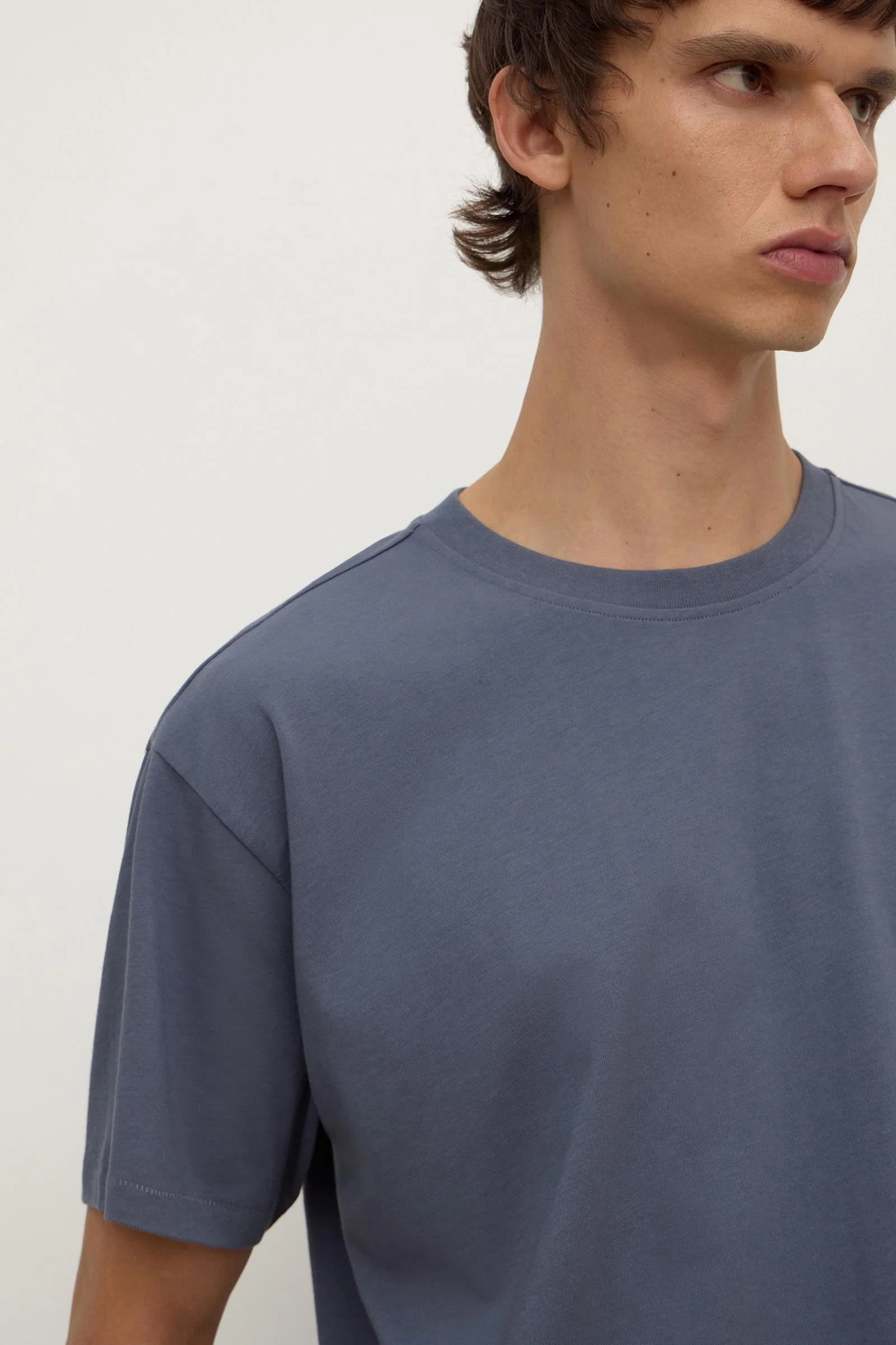 Blue Slate Cropped Cotton Tee