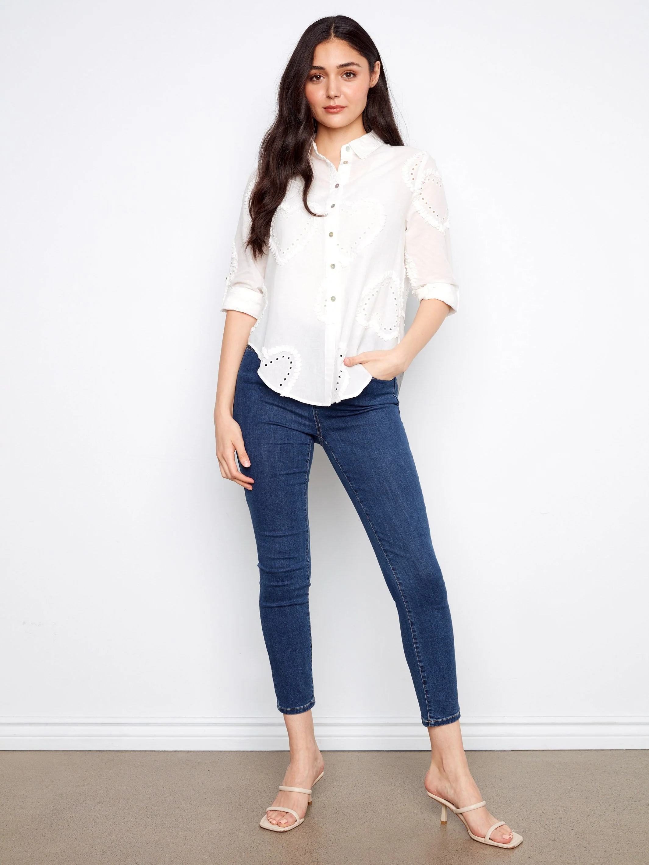 Textured Cotton Button-Down Shirt - White