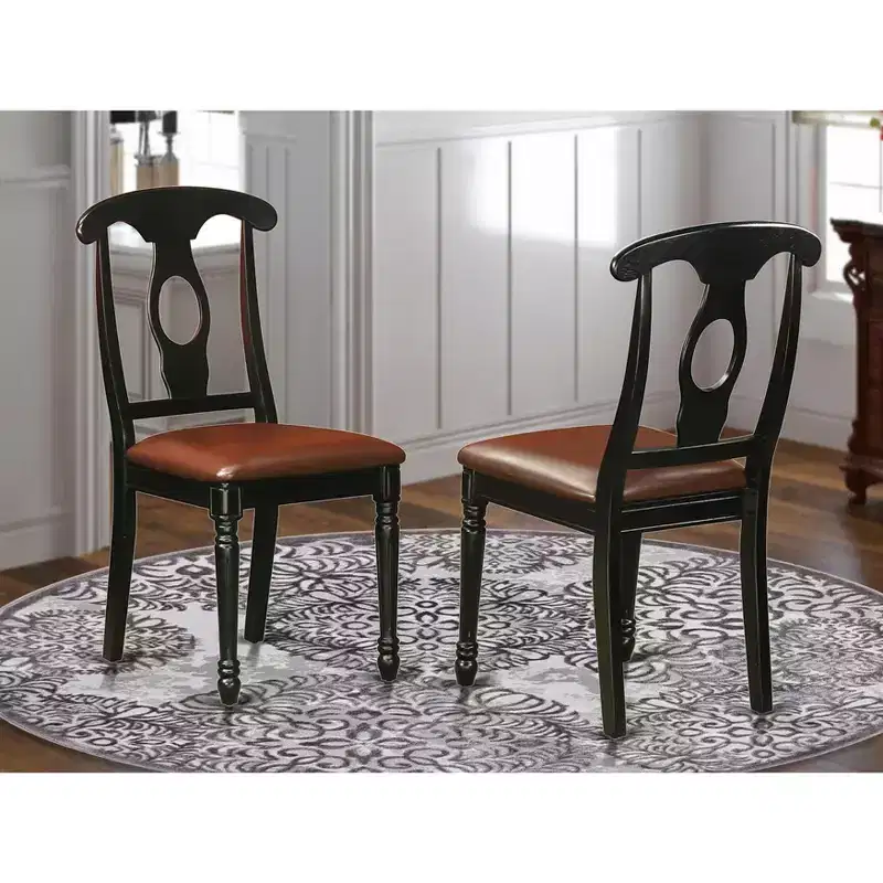 HomeStock Kenley Dining Chairs Napoleon Back Wood Seat Buttermilk Cherry