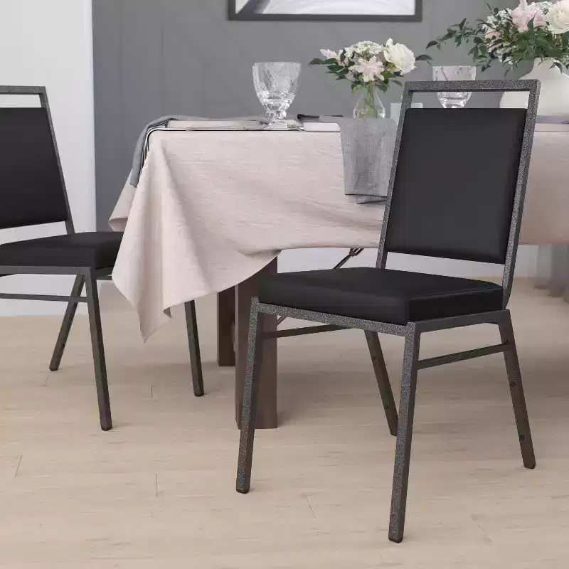 Flash Furniture HERCULES Series Square Back Stacking Banquet Chair with Silvervein Frame